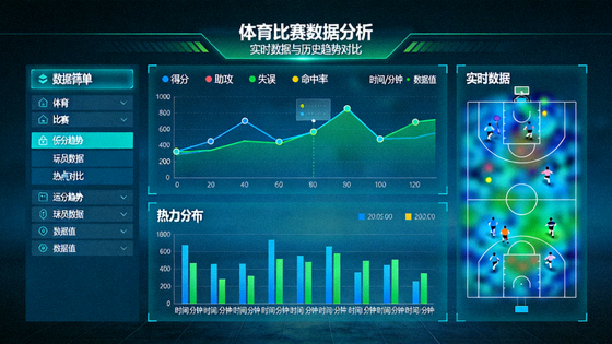 体育比赛数据分析图表与数据可视化界面